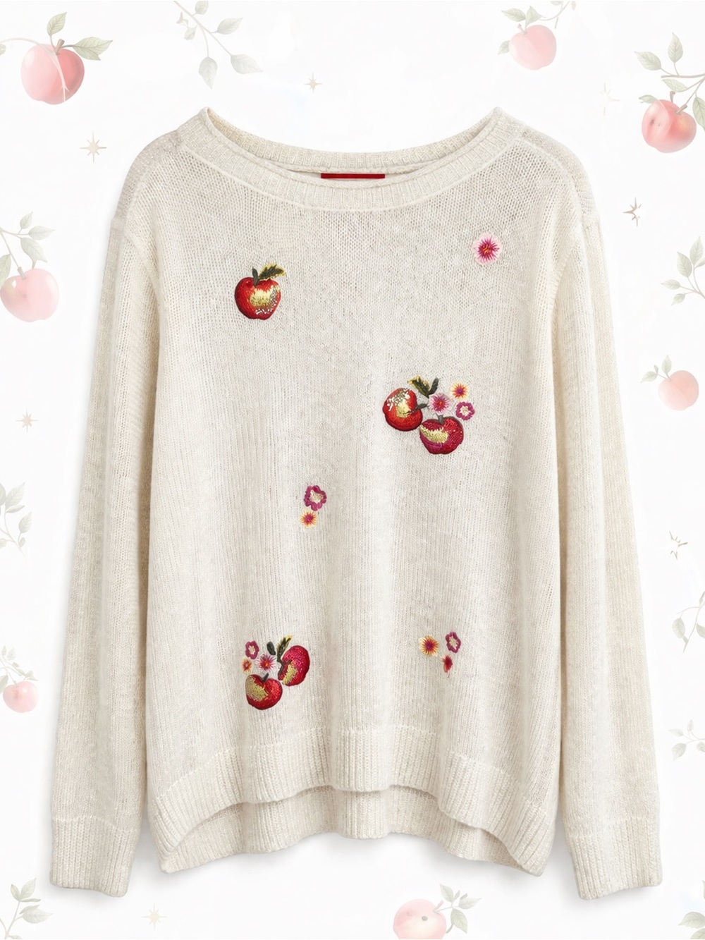 Lauren Conrad x Disney Cream Embroidered Apple Crewneck Sweater XL